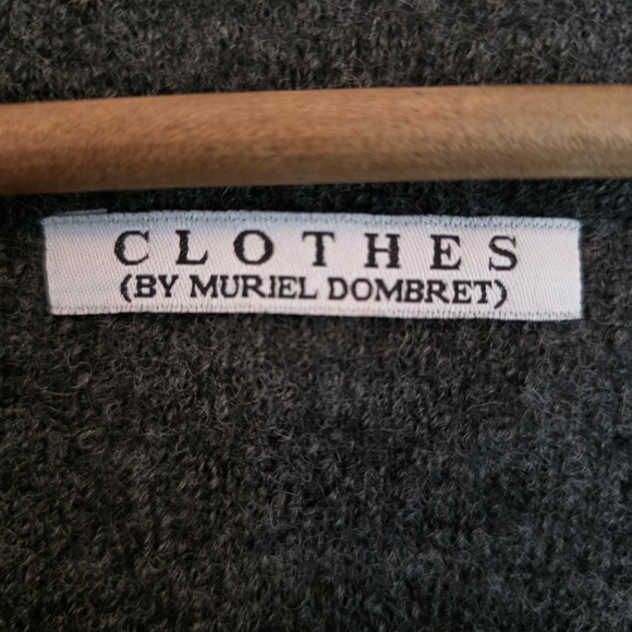 Muriel Dombret 100% Wool Wrap Cardigan Sweater – Size 10 – Charcoal Grey - Picture 6 of 7